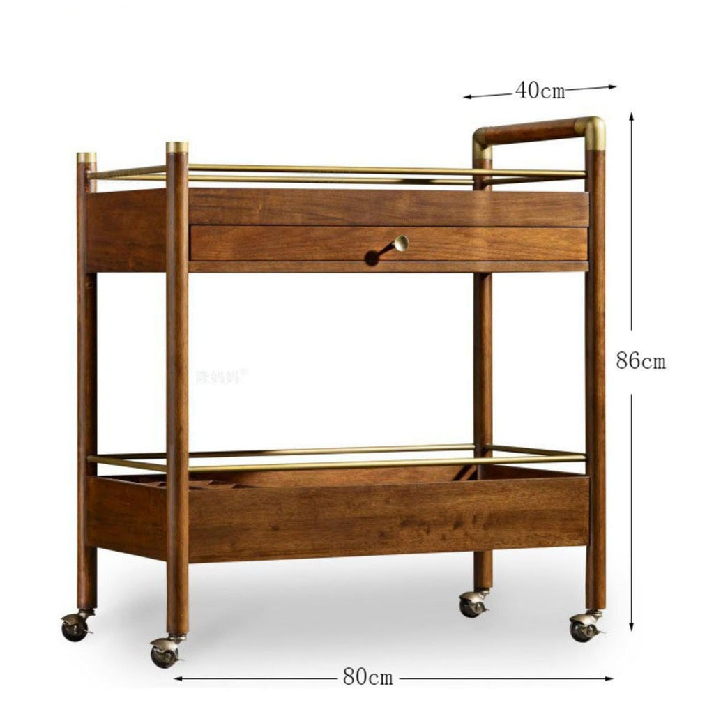 2-Tier Solid Wood Serving Cart