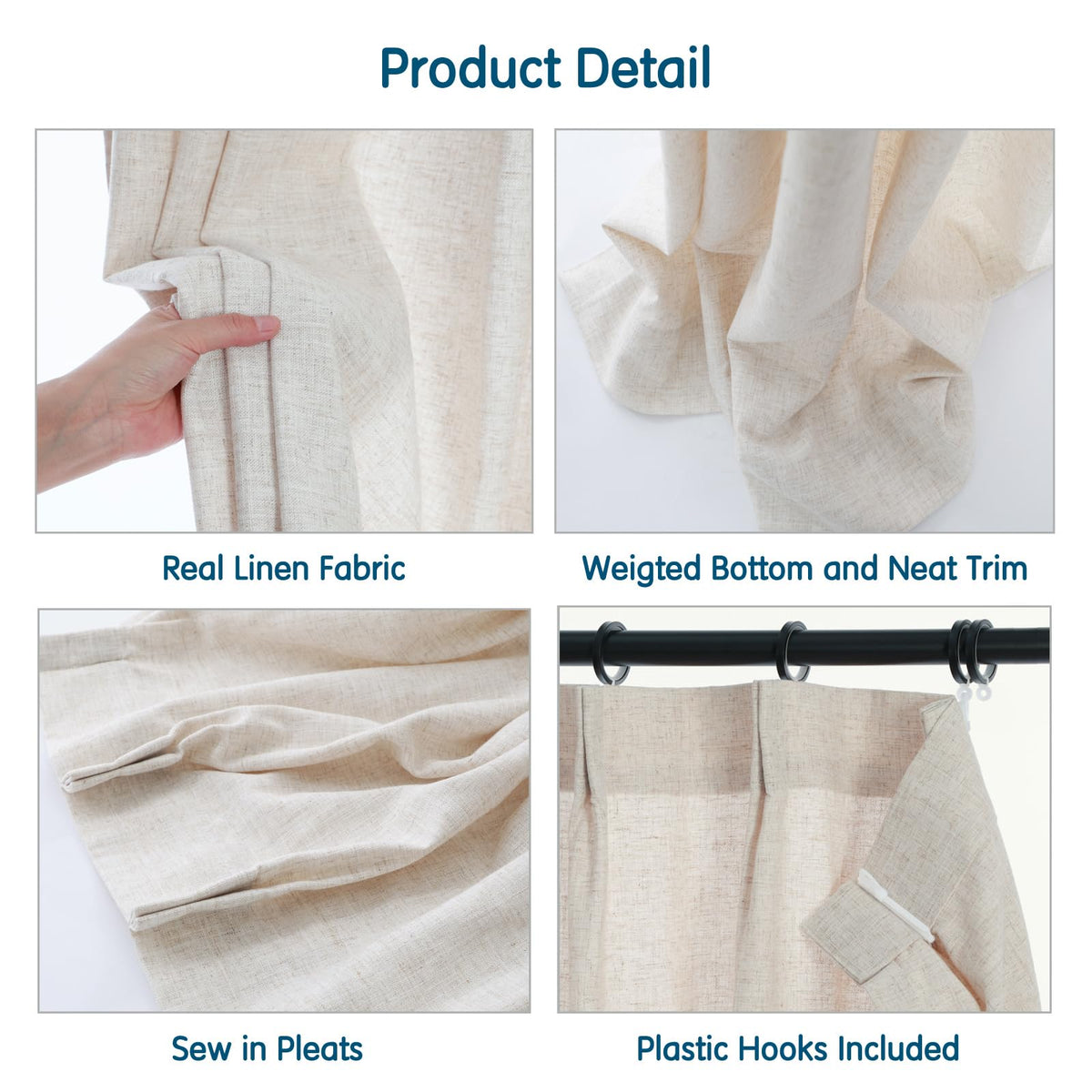 LETAU Pleated Real Linen Curtains