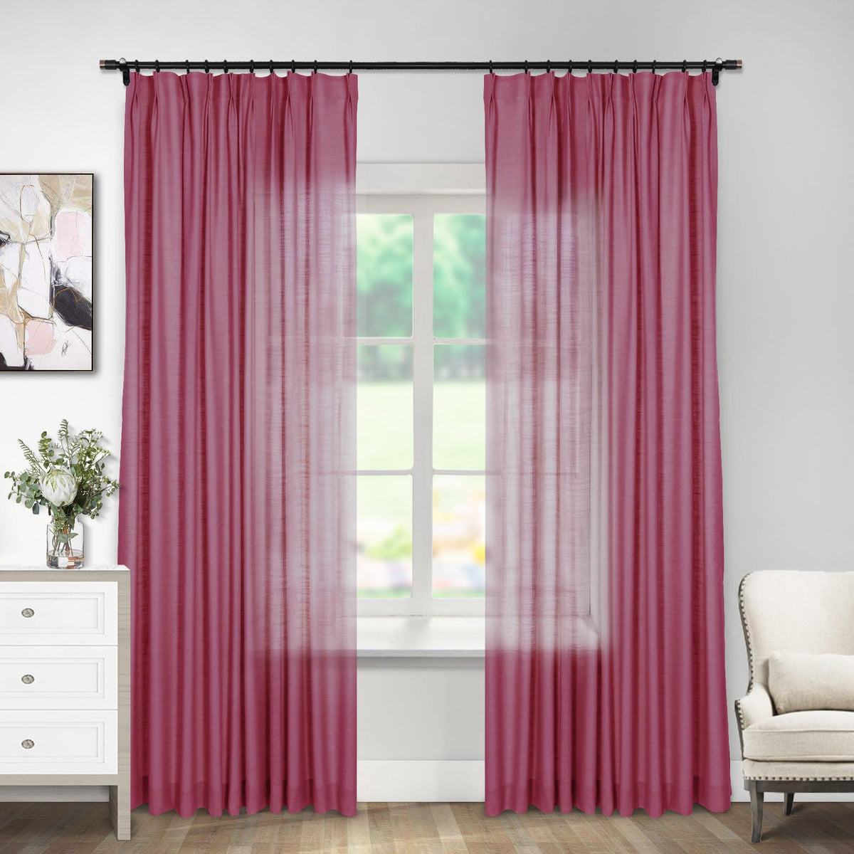 Linen Textured Blackout Curtains Set of 2