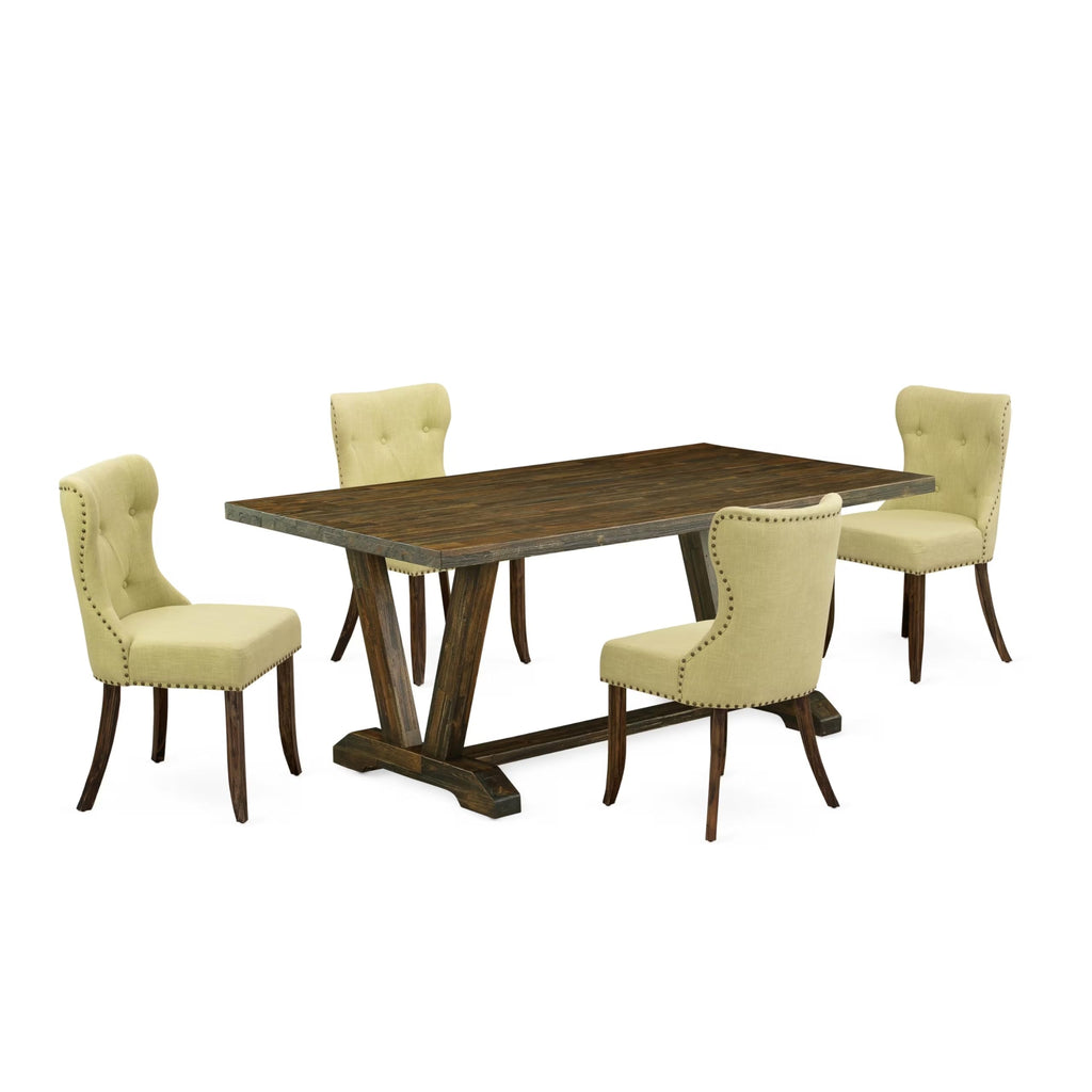 Rectangular Dining Table Set with Linen Chairs