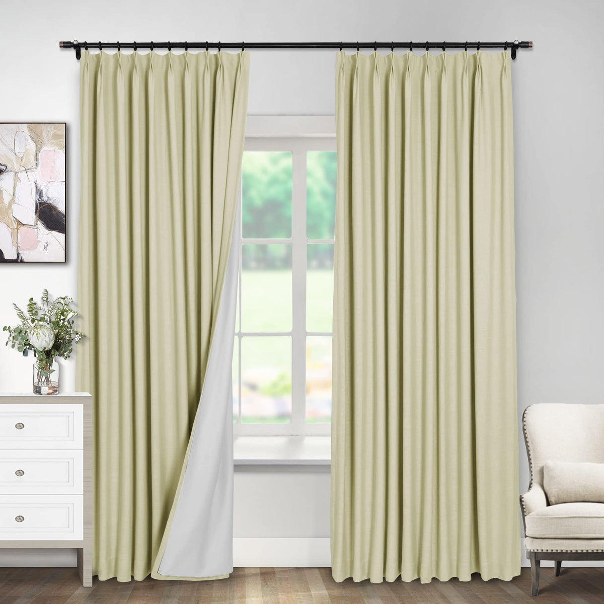 Linen Textured Blackout Curtains Set of 2