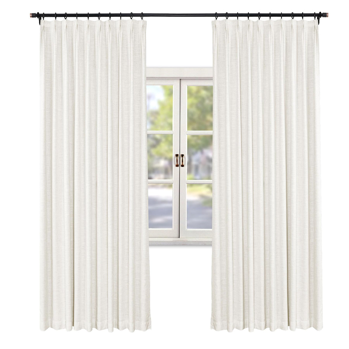 Faux Linen Pinch Pleated Blackout Curtains