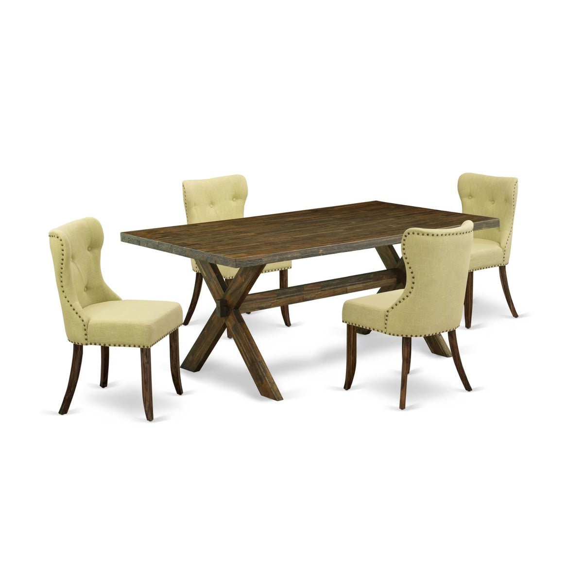 Rectangular Dining Table Set with Linen Chairs
