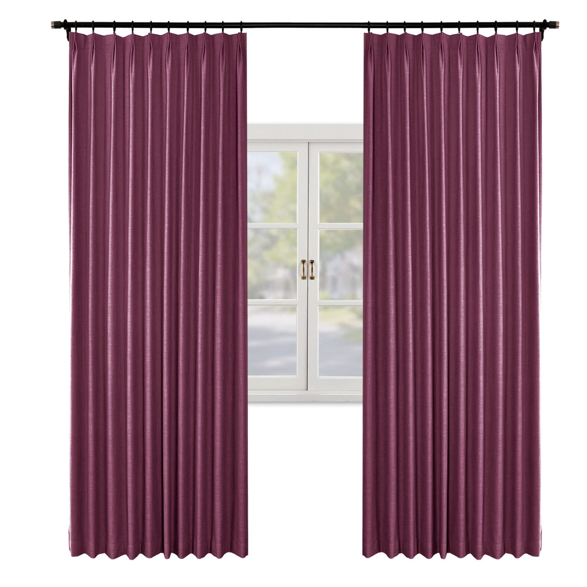 Faux Linen Pinch Pleated Blackout Curtains