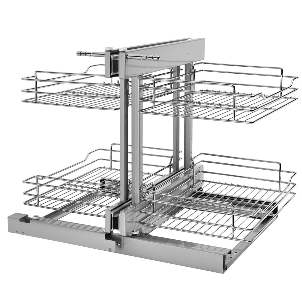 Two-Tier Blind Corner Cabinet Organizer with 4 Shelves