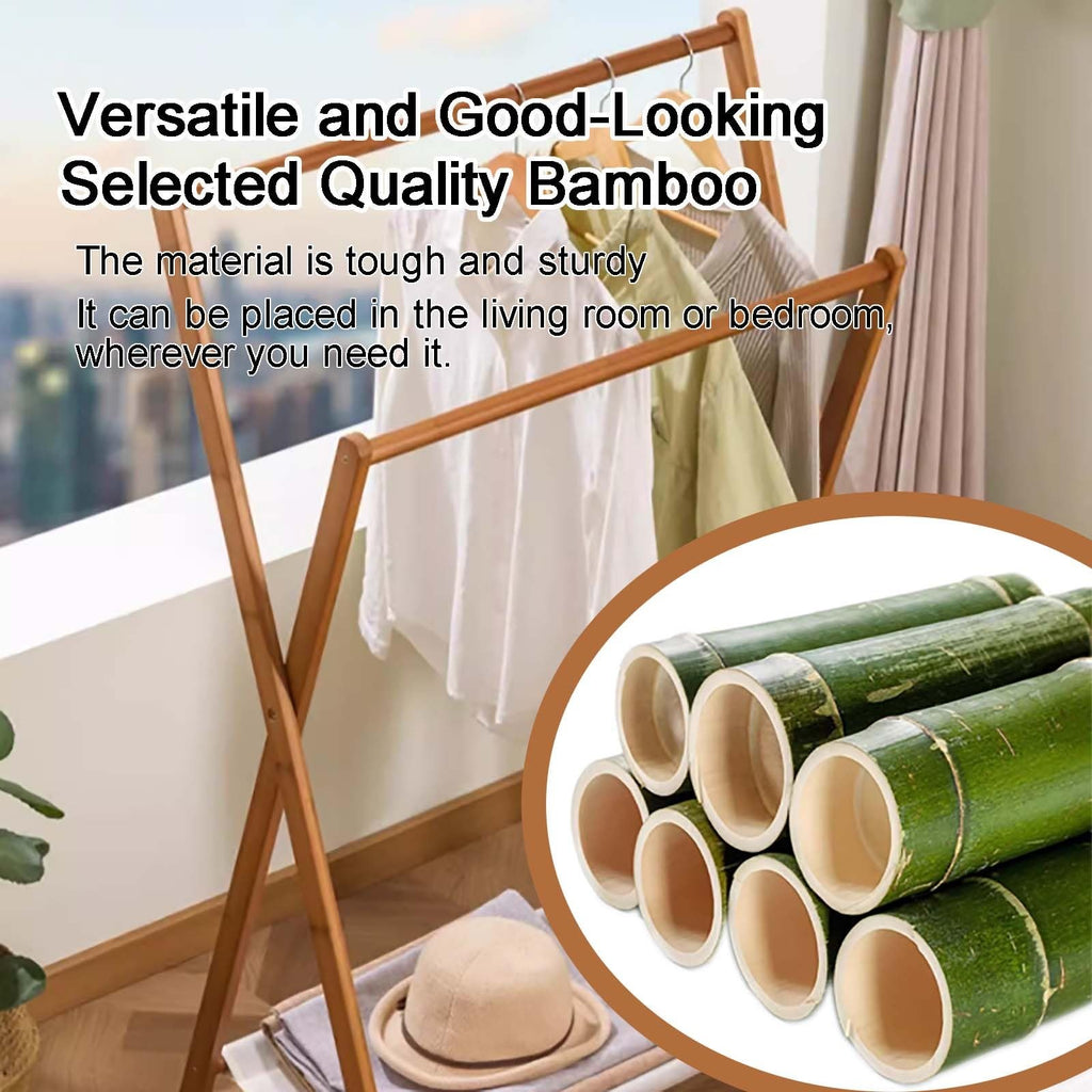 Foldable Bamboo Double-Rod Clothing Rack
