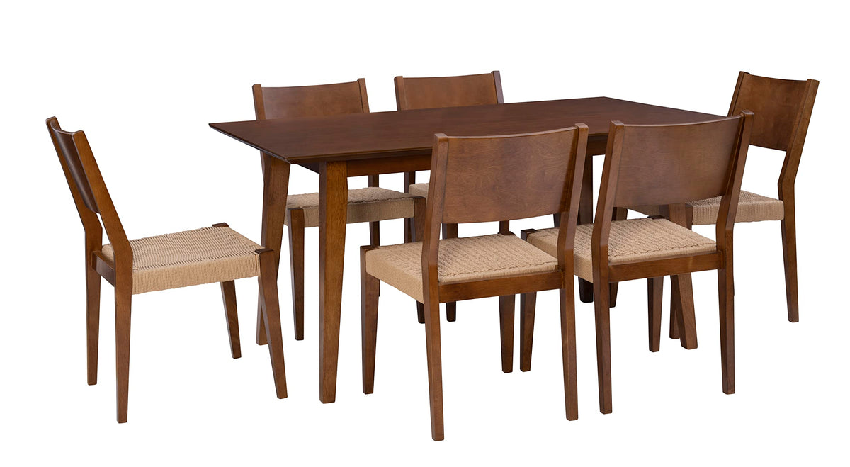 Mid-Century 7-Piece Dining Set with 6 Chairs