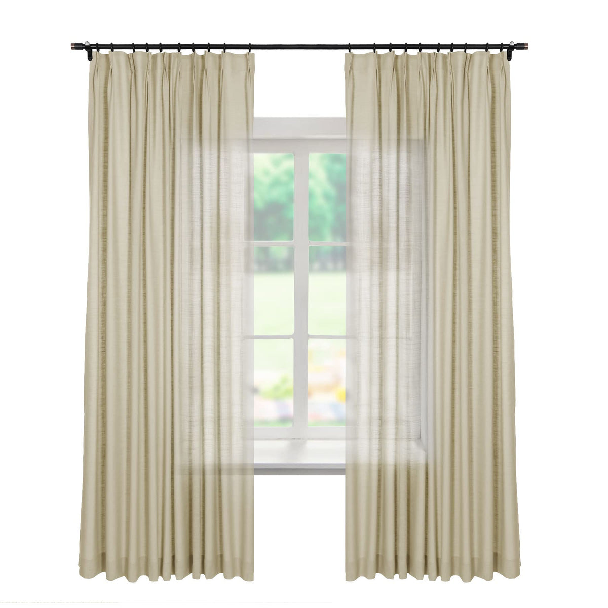 Linen Textured Blackout Curtains Set of 2