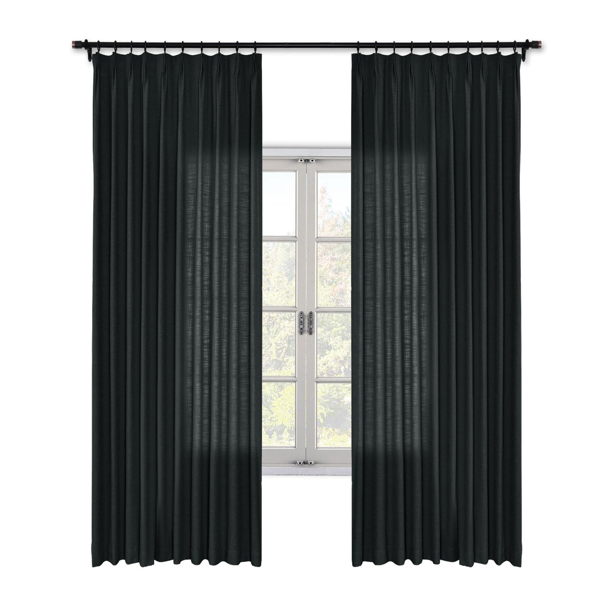 Faux Linen Pinch Pleated Blackout Curtains