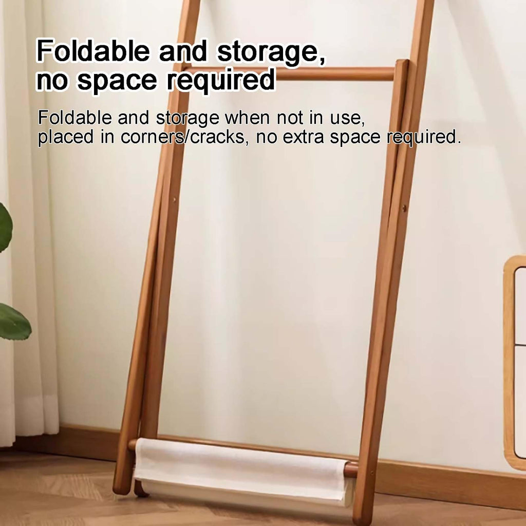 Foldable Bamboo Double-Rod Clothing Rack