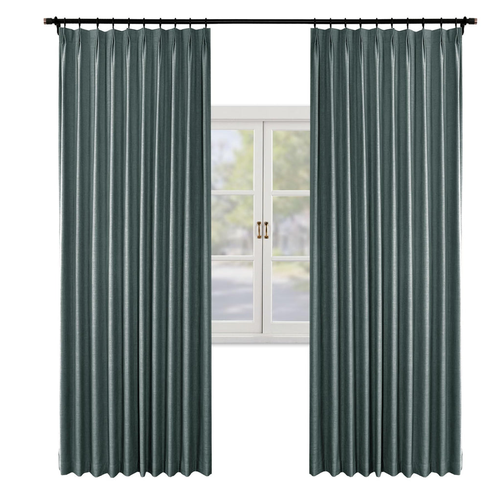 Faux Linen Pinch Pleated Blackout Curtains