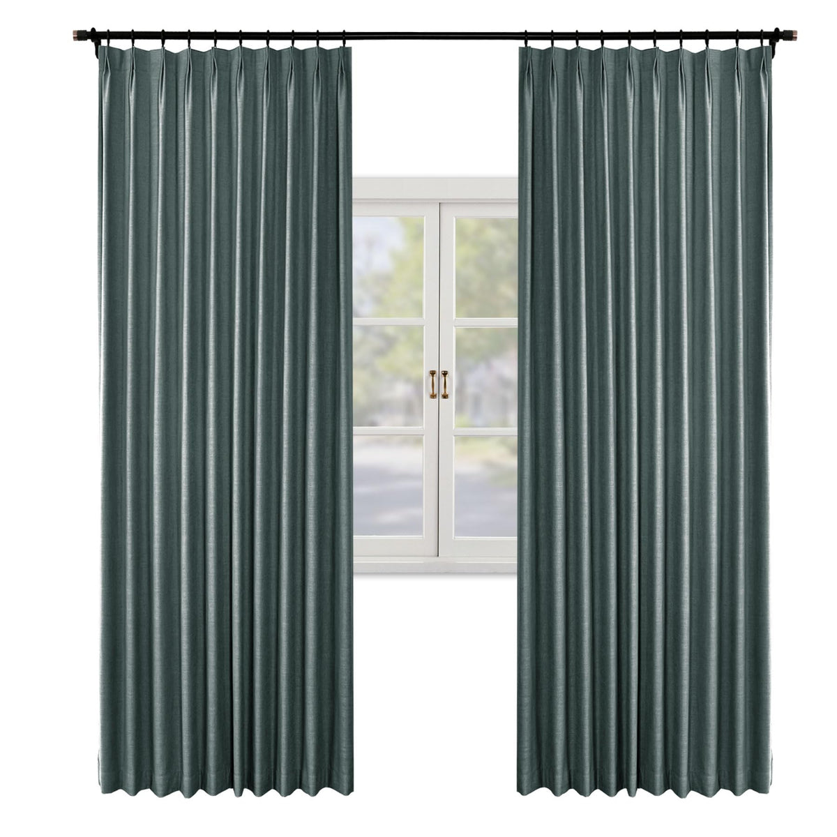 Faux Linen Pinch Pleated Blackout Curtains