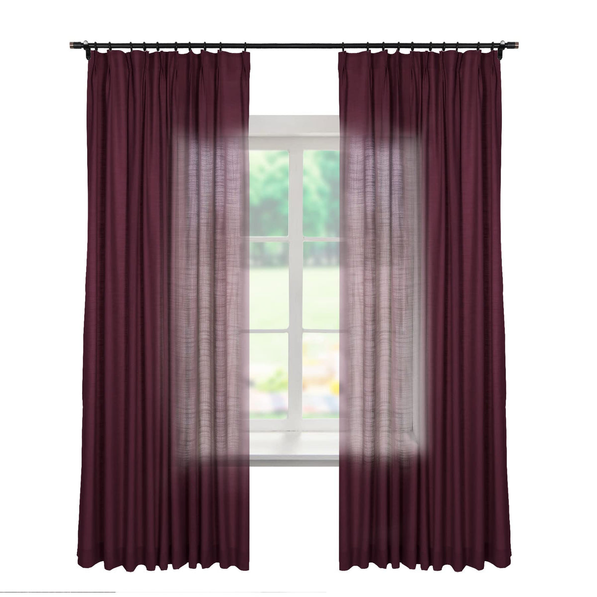 Linen Textured Blackout Curtains Set of 2