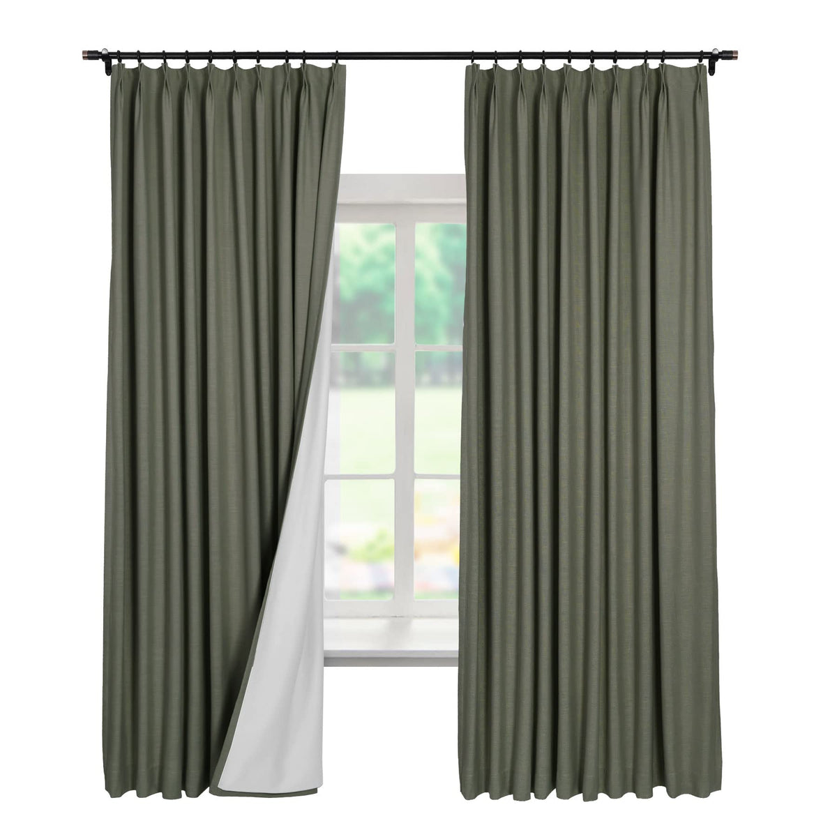Linen Textured Blackout Curtains Set of 2