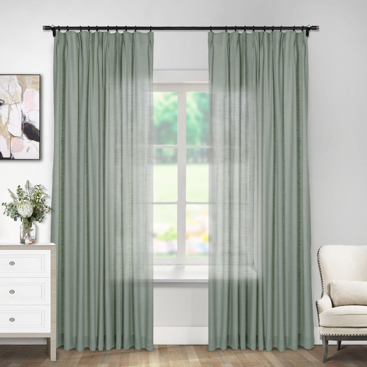 Linen Textured Blackout Curtains Set of 2