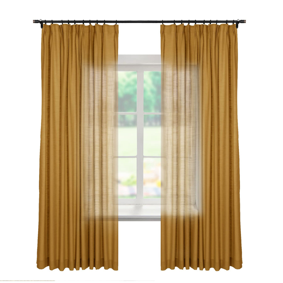 Linen Textured Blackout Curtains Set of 2