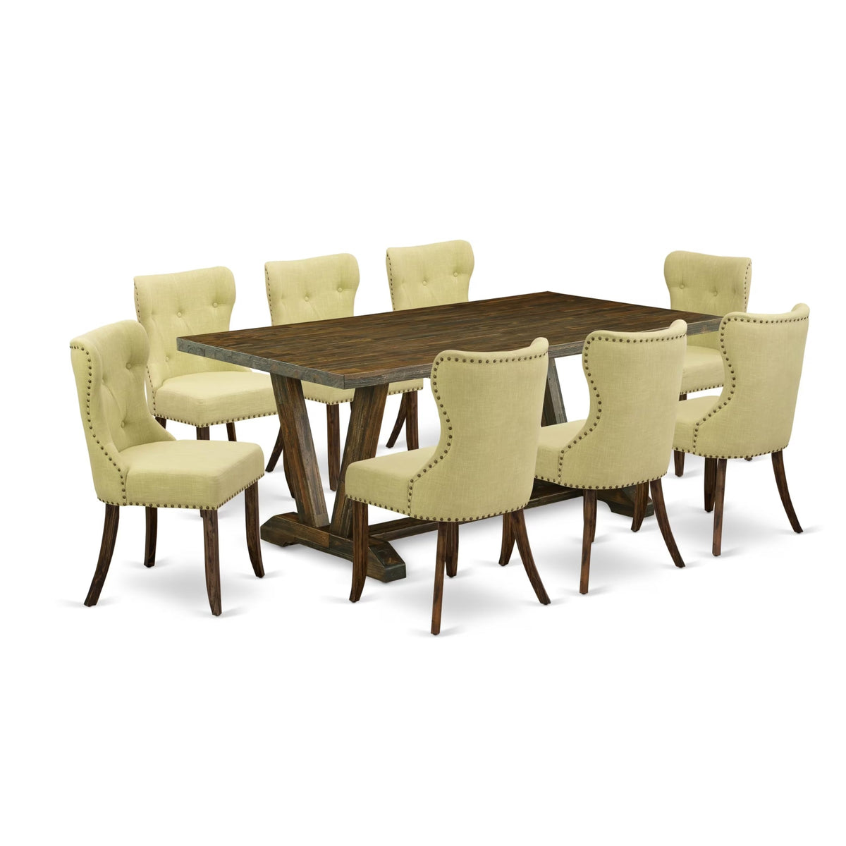 Rectangular Dining Table Set with Linen Chairs