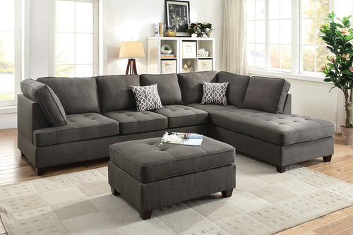 2-Piece Fabric Sectional Sofa with Reversible Chaise