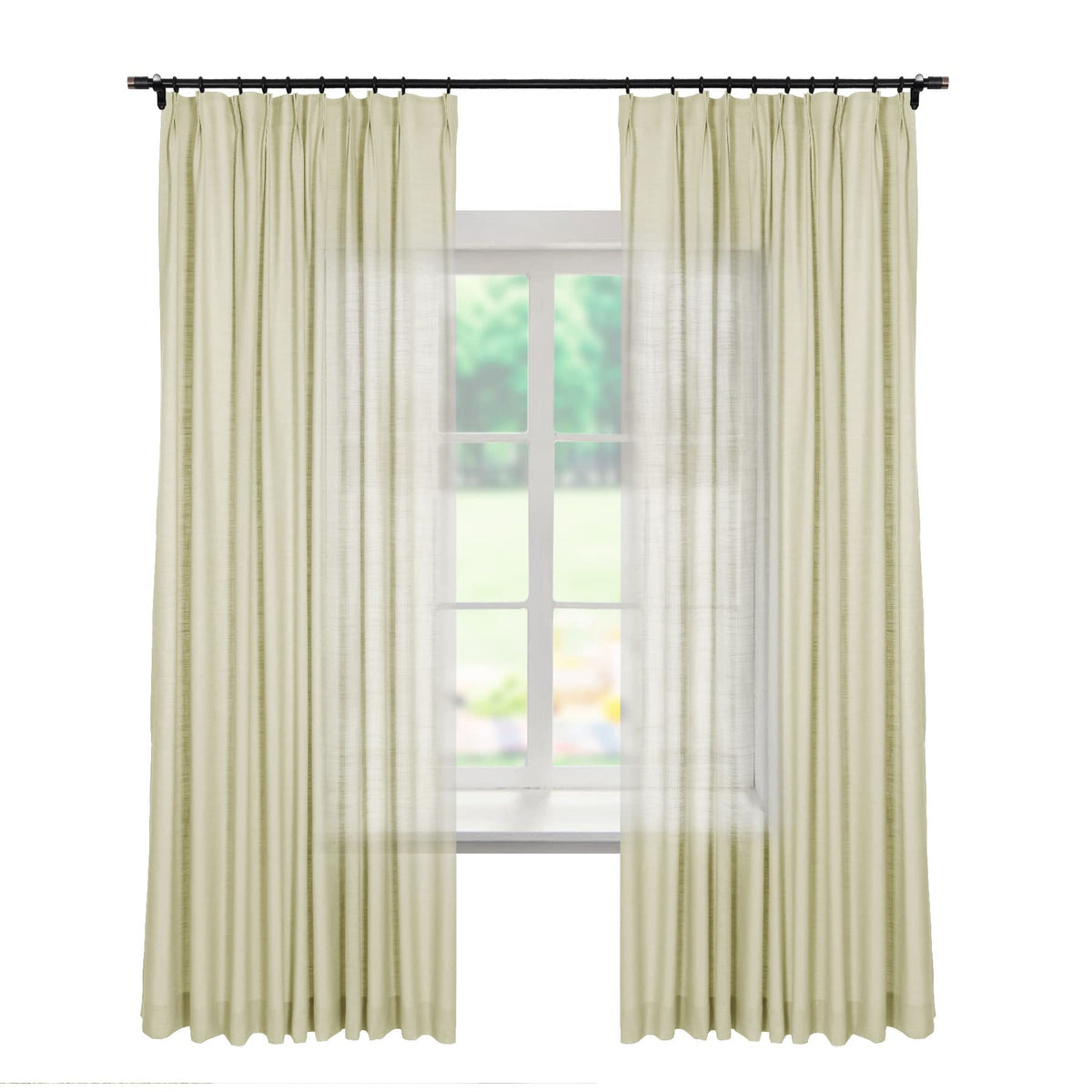 Linen Textured Blackout Curtains Set of 2
