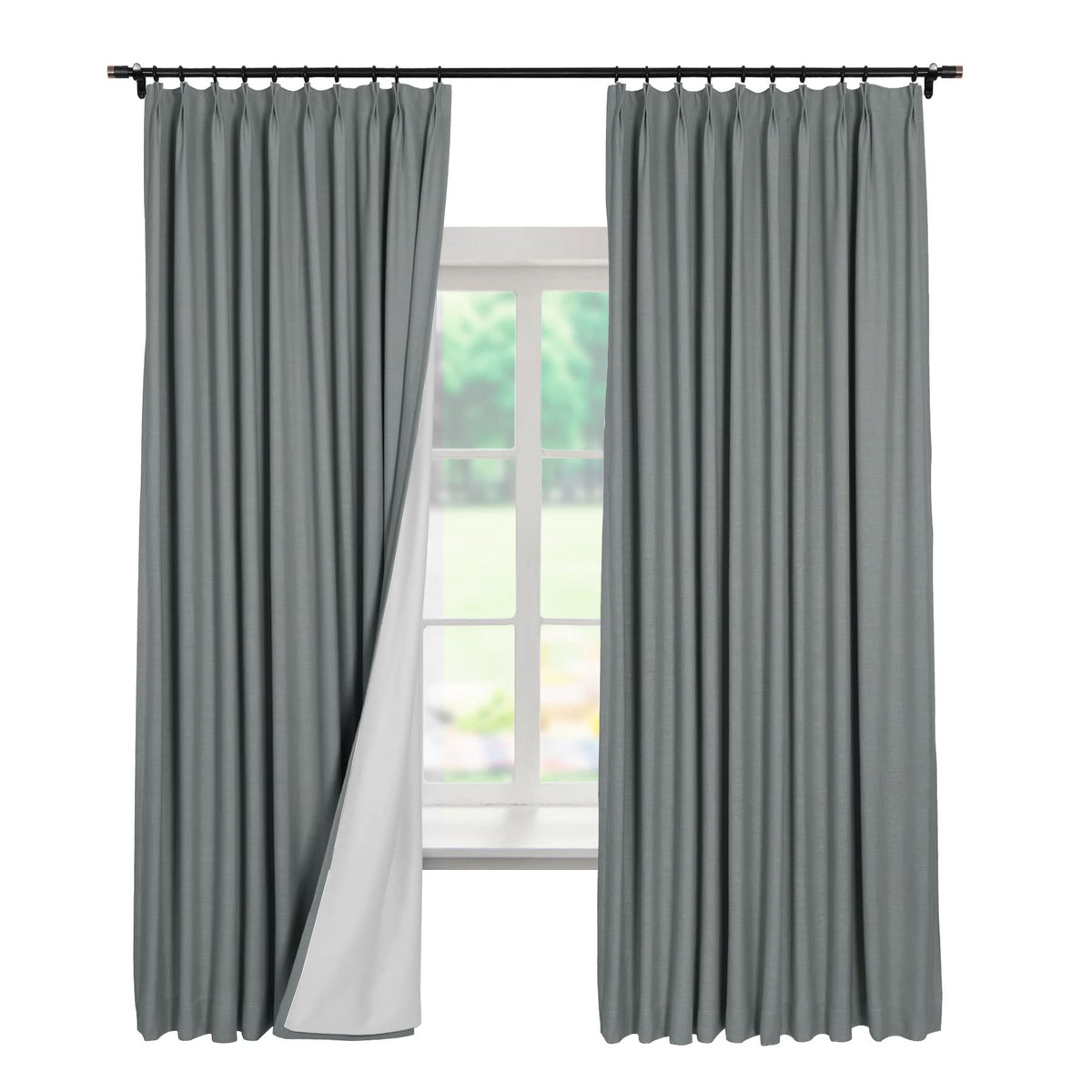 Linen Textured Blackout Curtains Set of 2