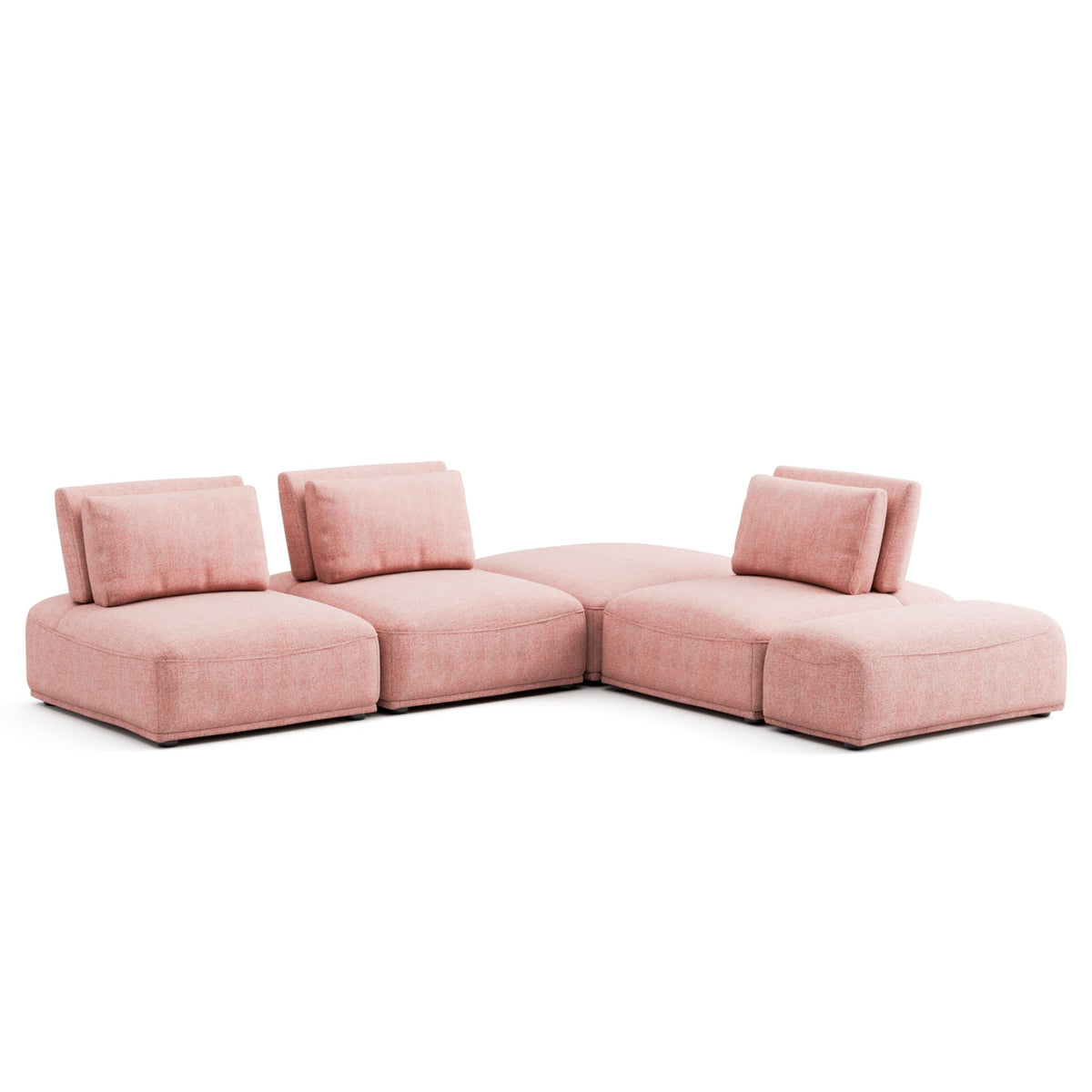 Modern Modular Sectional Sofa with Adjustable Backrest & Ottoman