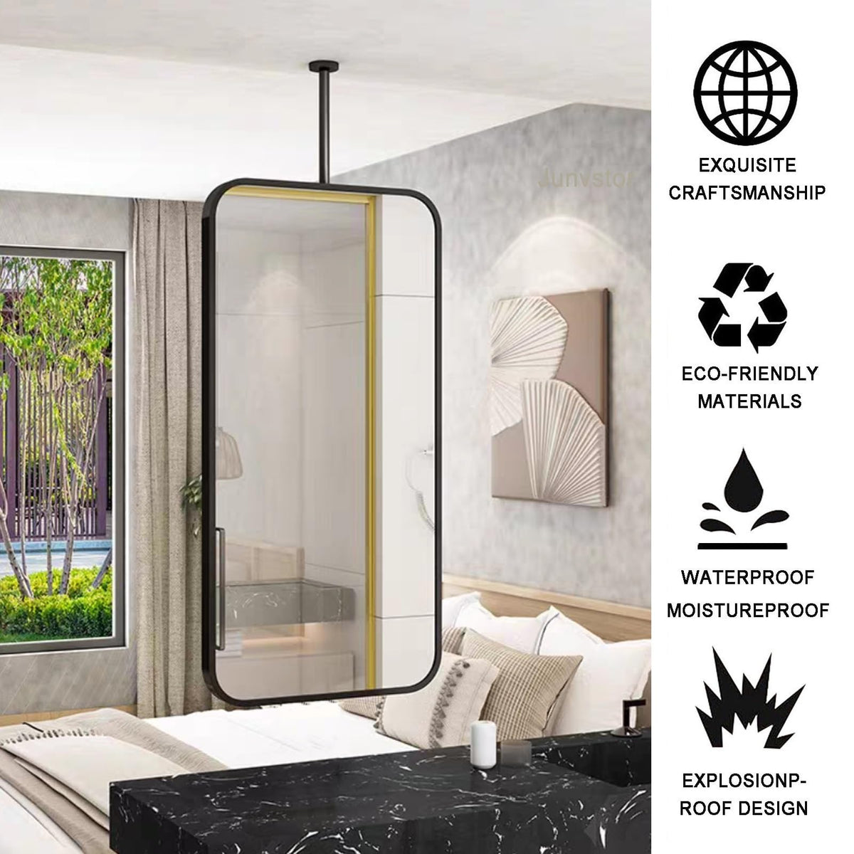 Black Framed Rectangular Wall Mirror