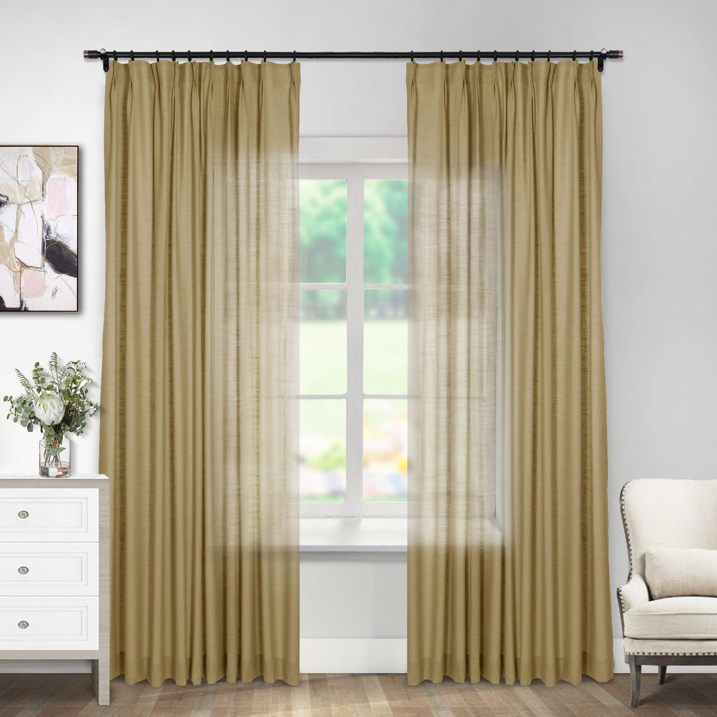 Linen Textured Blackout Curtains Set of 2