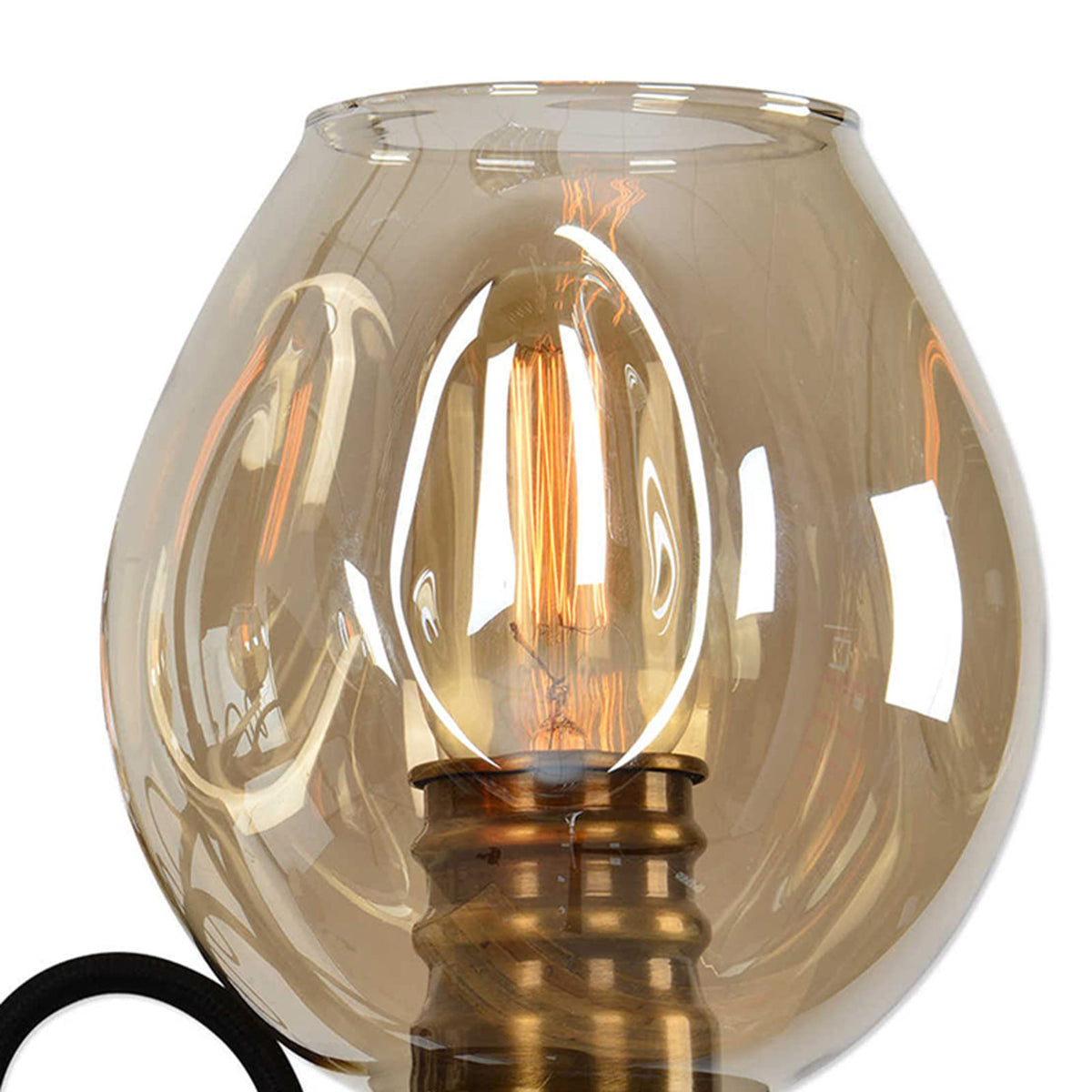 Industrial 6-Light Amber Glass Chandelier