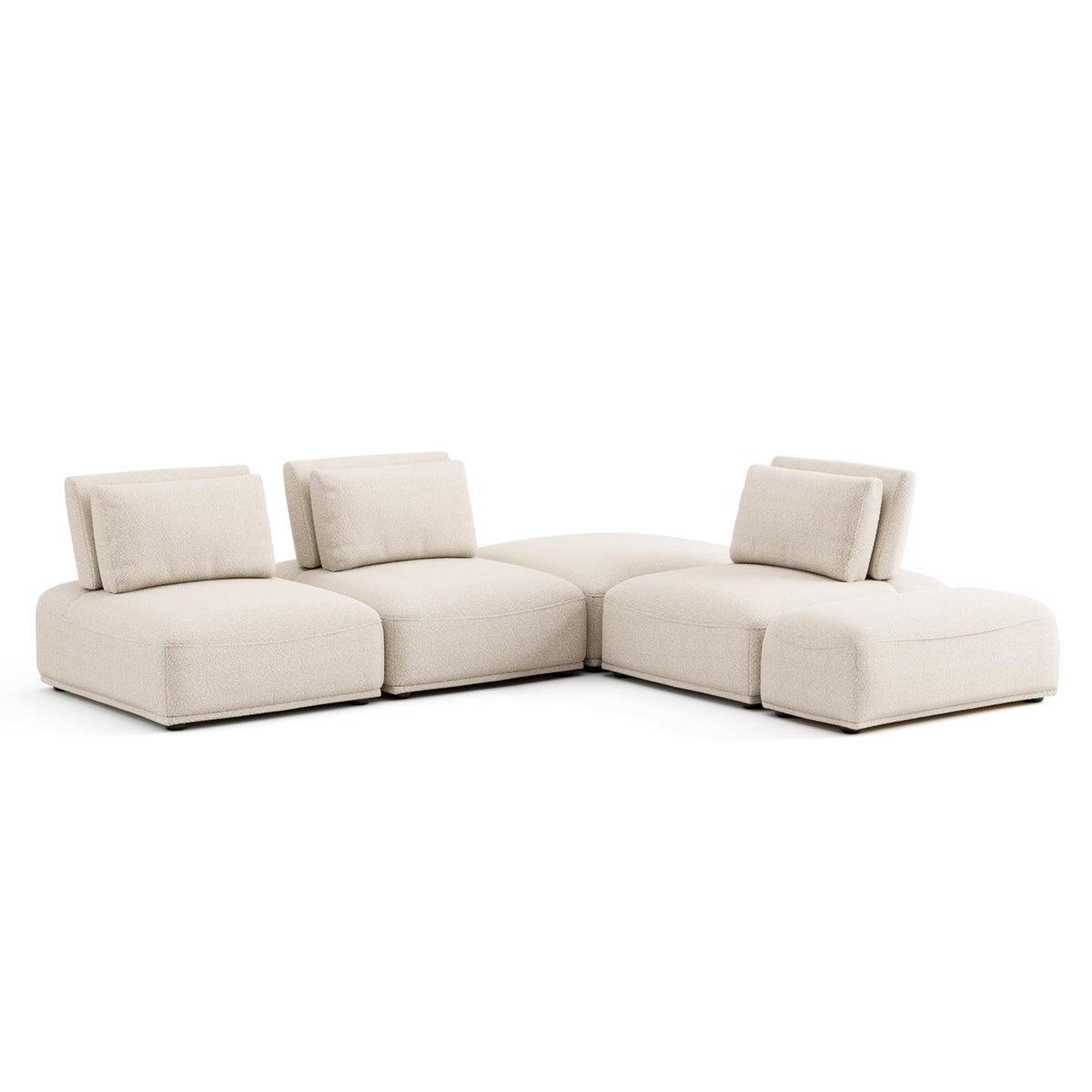 Modern Modular Sectional Sofa with Adjustable Backrest & Ottoman