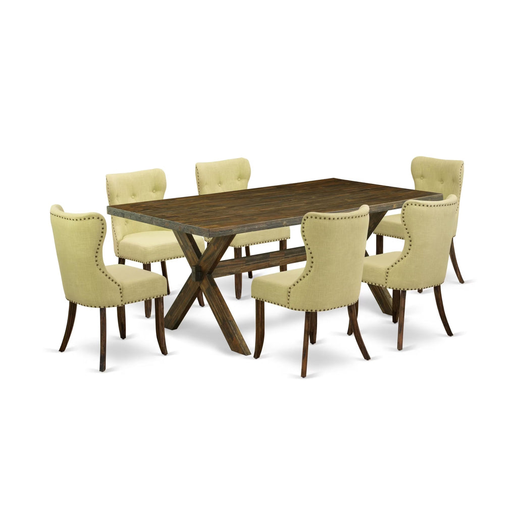 Rectangular Dining Table Set with Linen Chairs