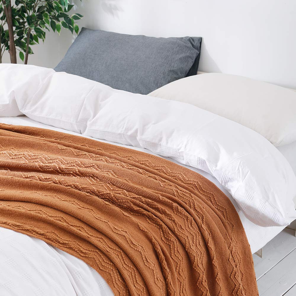 Textured Knitted Throw Blanket