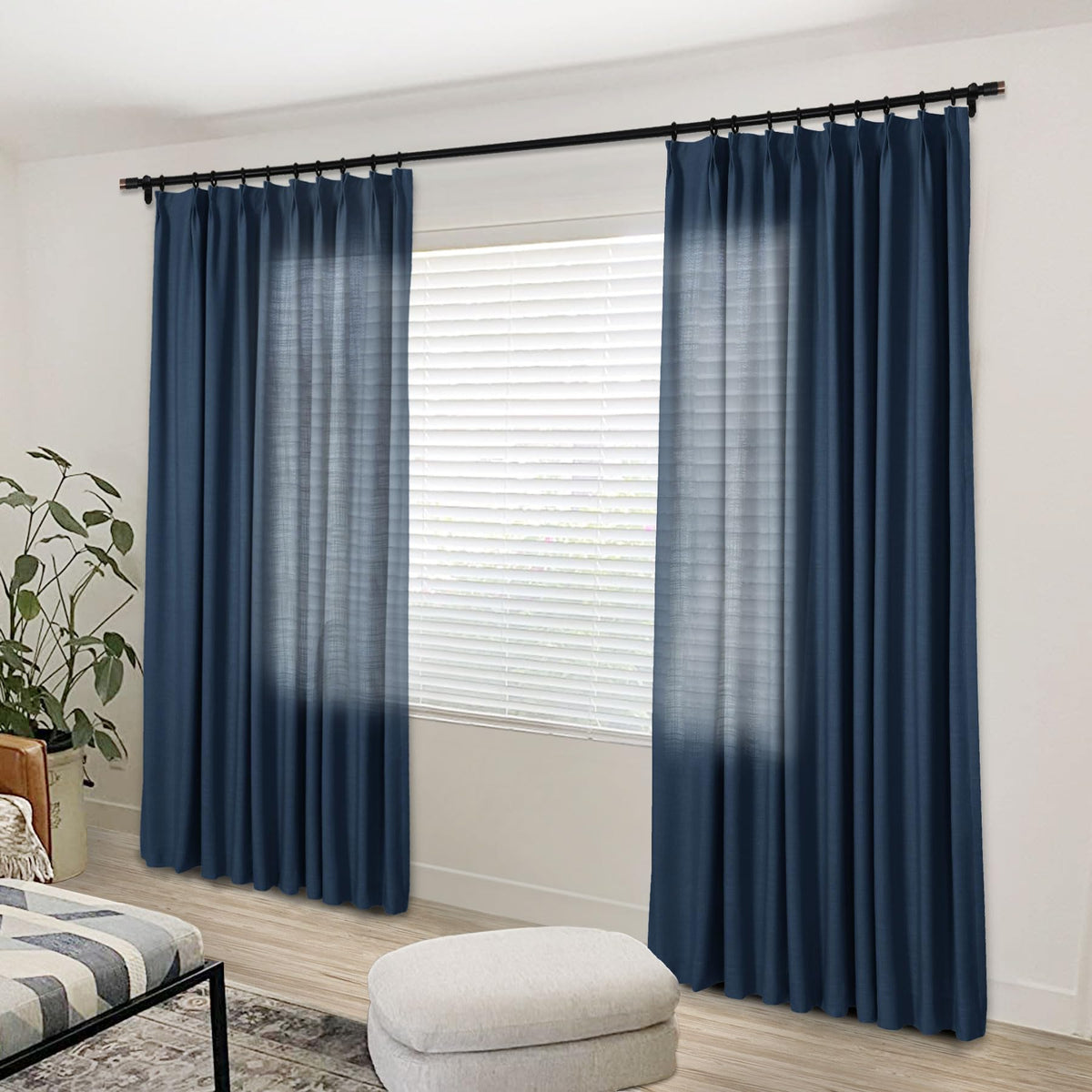 Linen Textured Blackout Curtains Set of 2