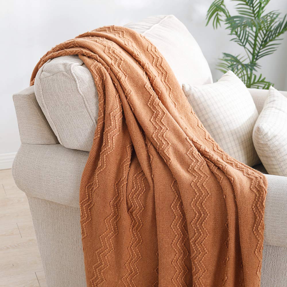 Textured Knitted Throw Blanket