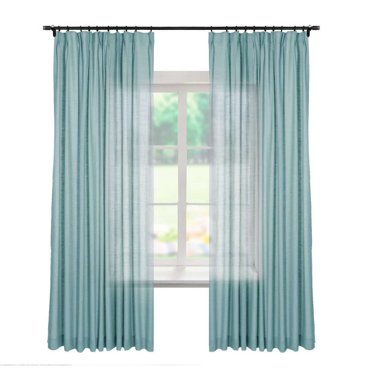Linen Textured Blackout Curtains Set of 2