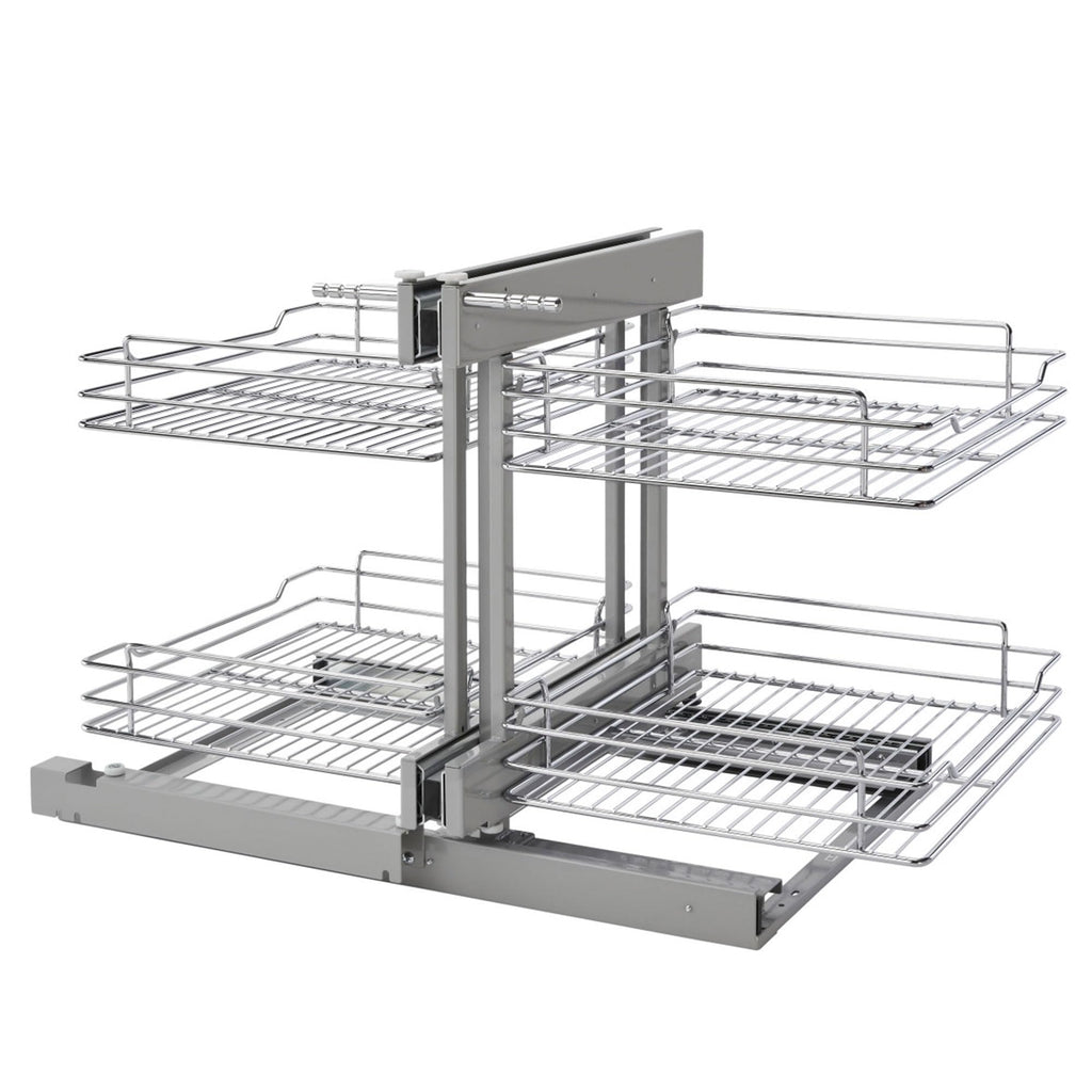 Two-Tier Blind Corner Cabinet Organizer with 4 Shelves