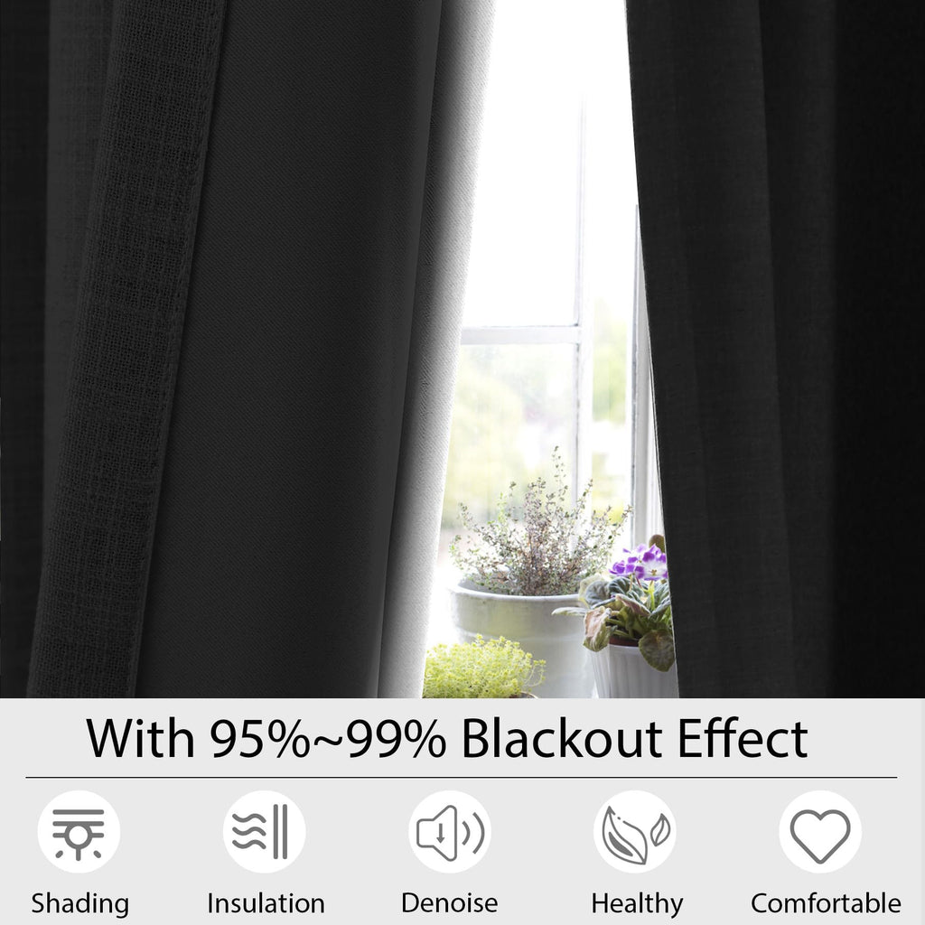 Faux Linen Pinch Pleated Blackout Curtains