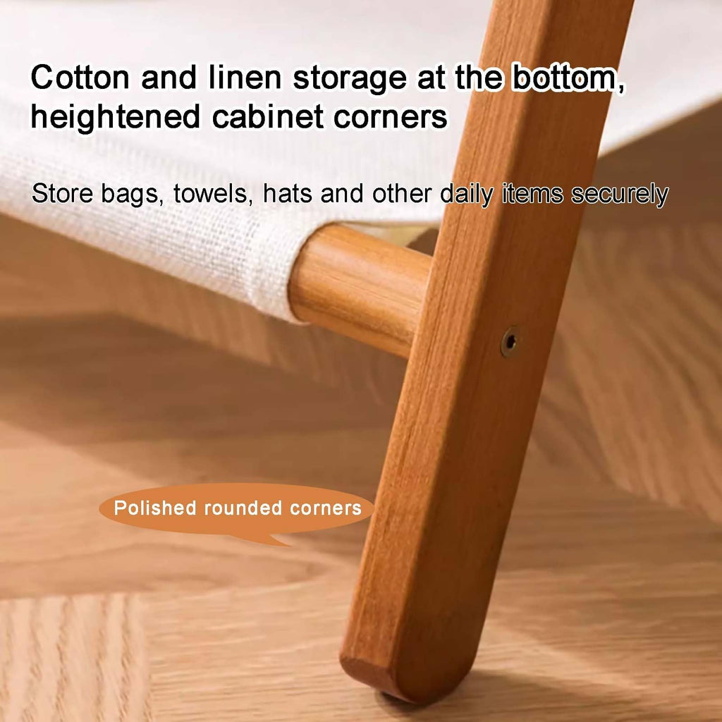 Foldable Bamboo Double-Rod Clothing Rack