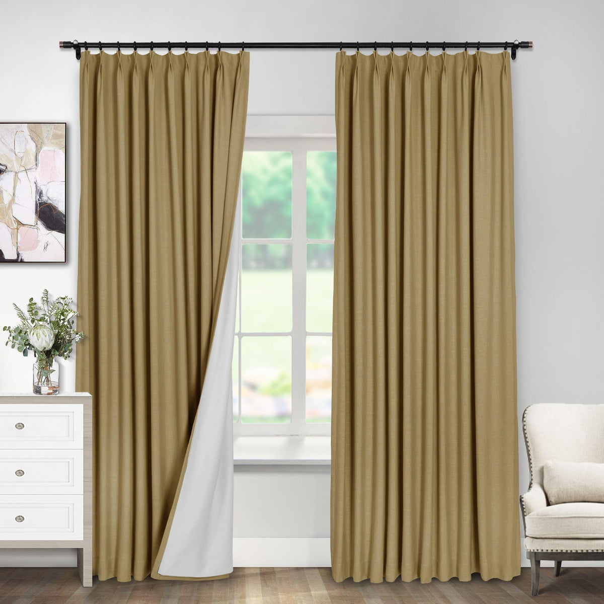 Linen Textured Blackout Curtains Set of 2