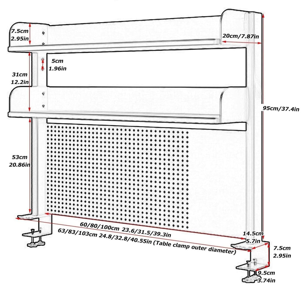 Adjustable Pegboard Desk Organizer Shelf