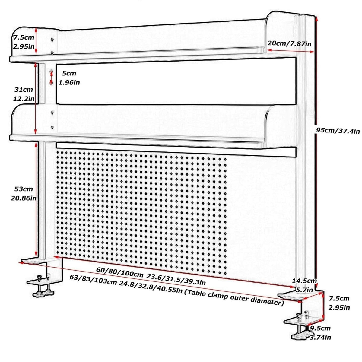 Adjustable Pegboard Desk Organizer Shelf