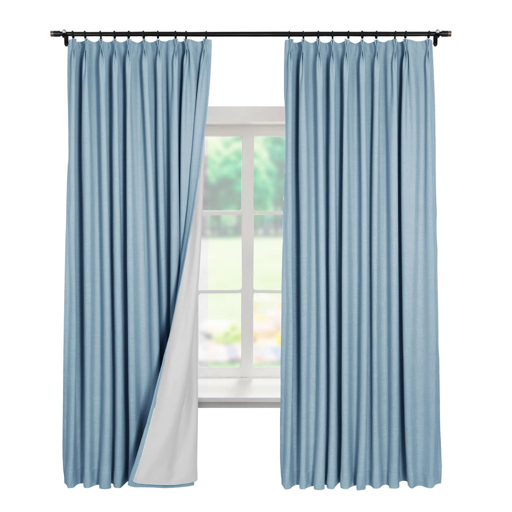 Linen Textured Blackout Curtains Set of 2