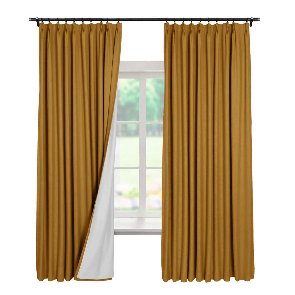 Linen Textured Blackout Curtains Set of 2