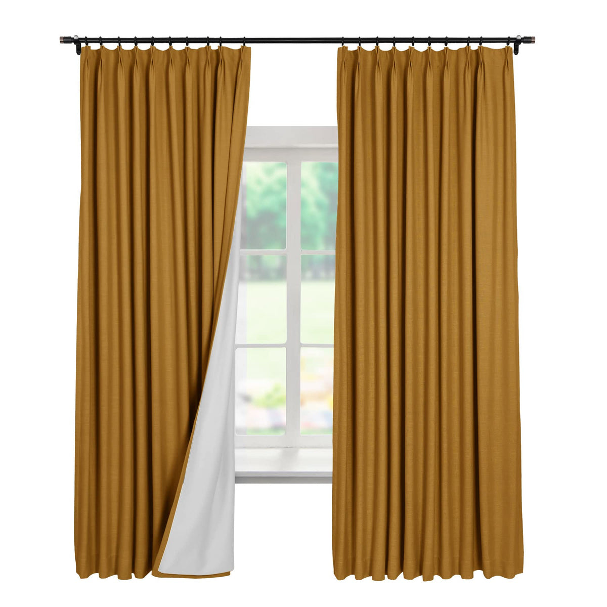 Linen Textured Blackout Curtains Set of 2