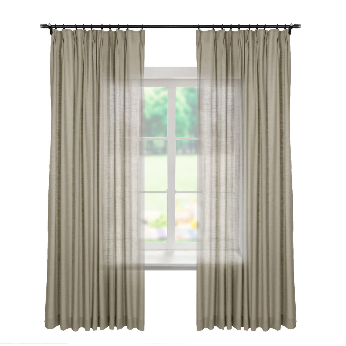 Linen Textured Blackout Curtains Set of 2