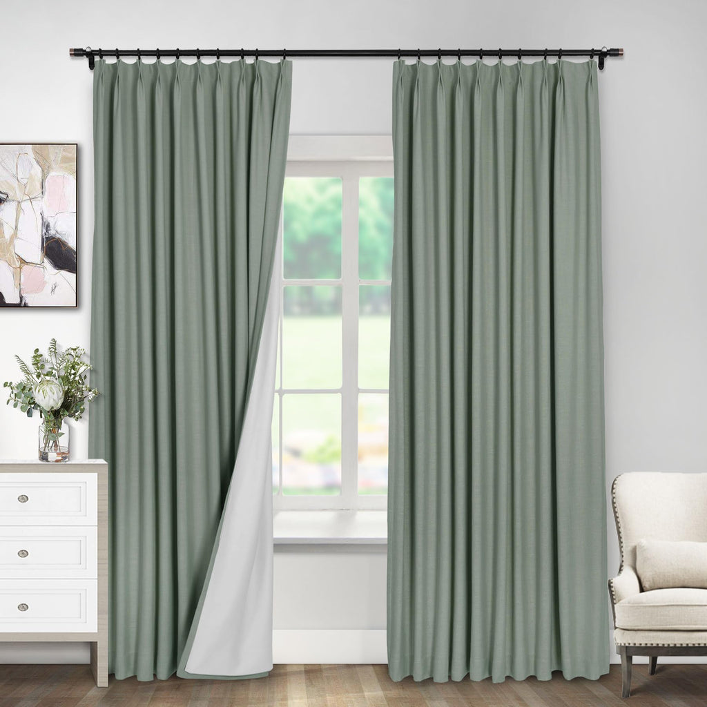 Linen Textured Blackout Curtains Set of 2