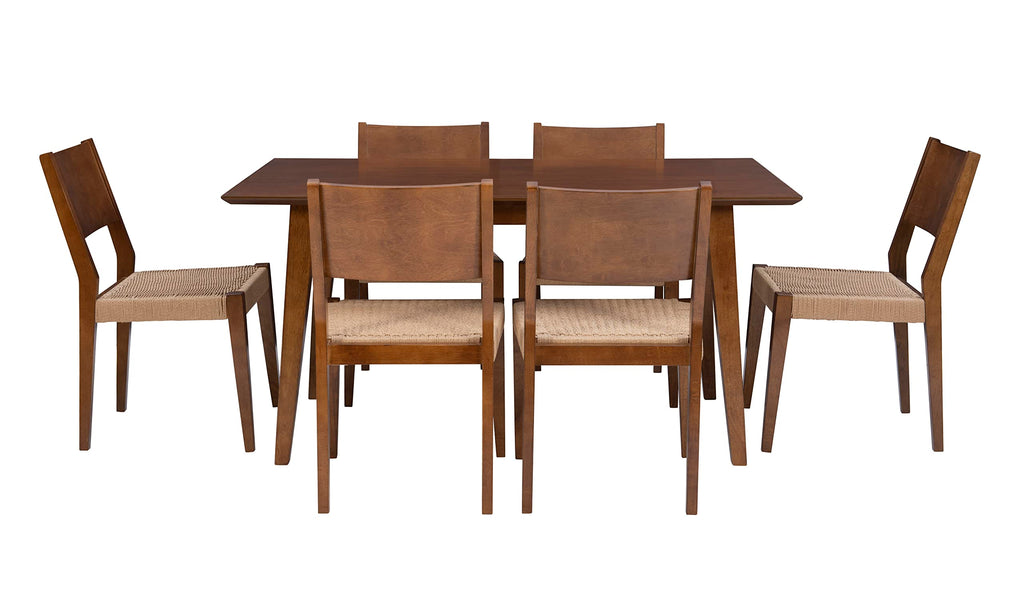 Mid-Century 7-Piece Dining Set with 6 Chairs