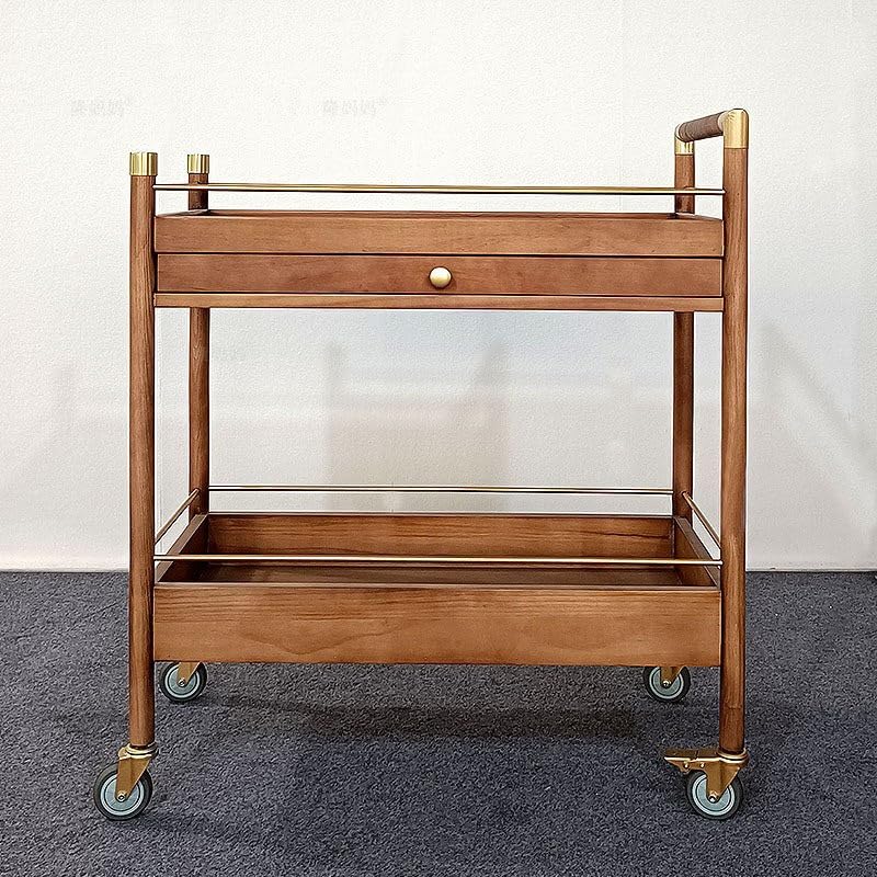 2-Tier Solid Wood Serving Cart