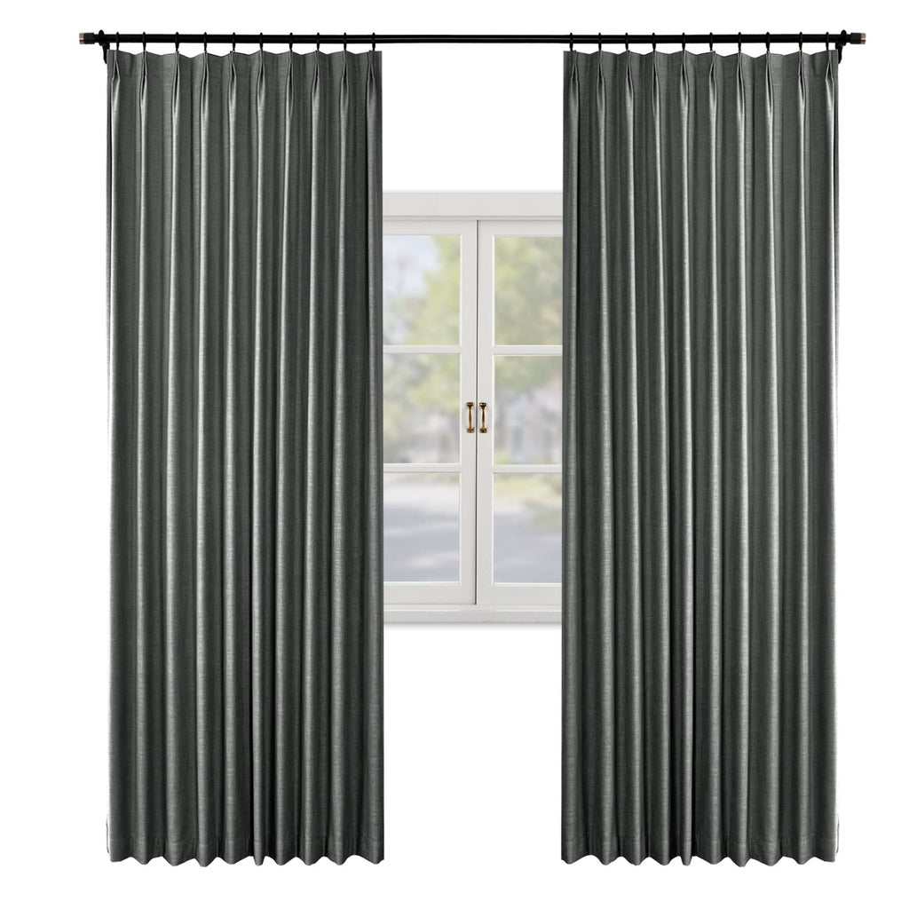 Faux Linen Pinch Pleated Blackout Curtains
