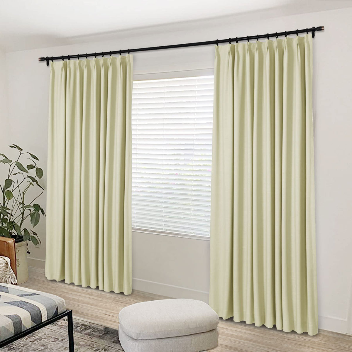 Linen Textured Blackout Curtains Set of 2
