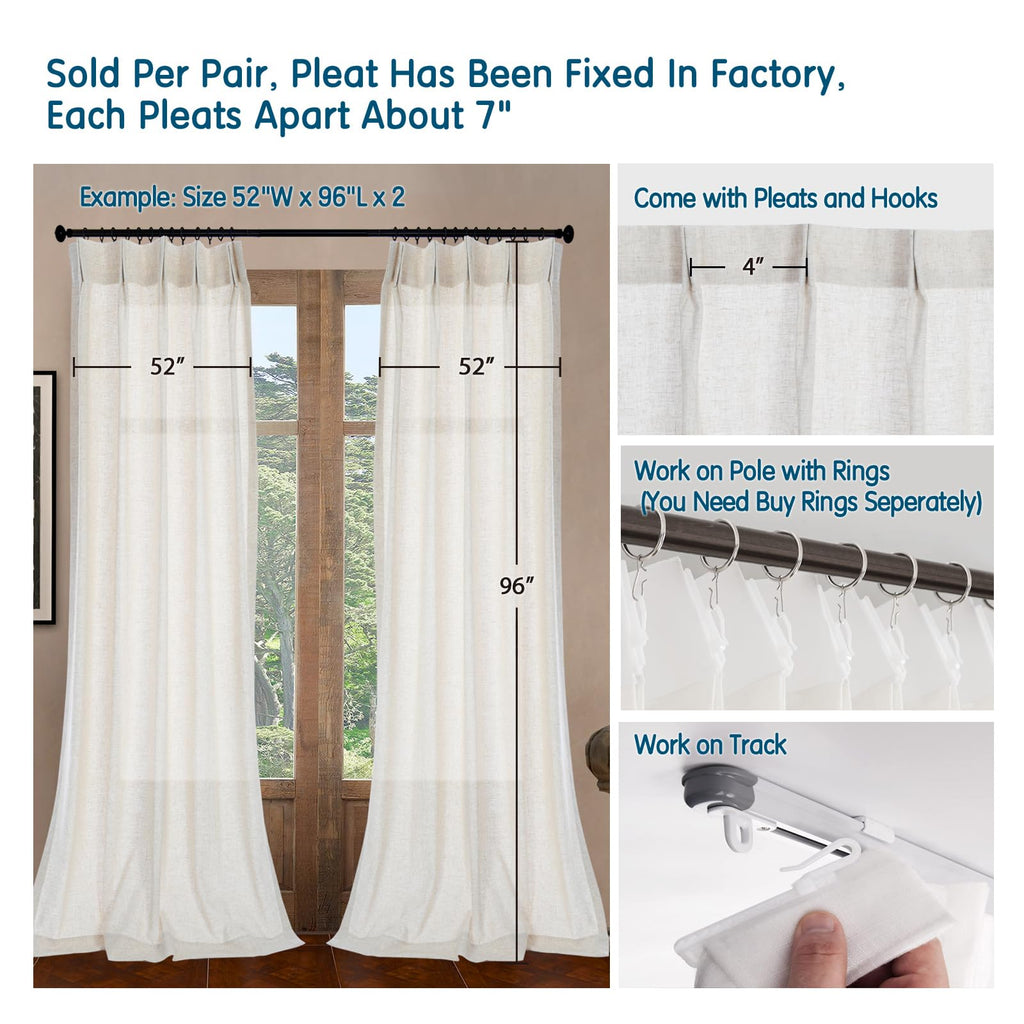 LETAU Pleated Real Linen Curtains